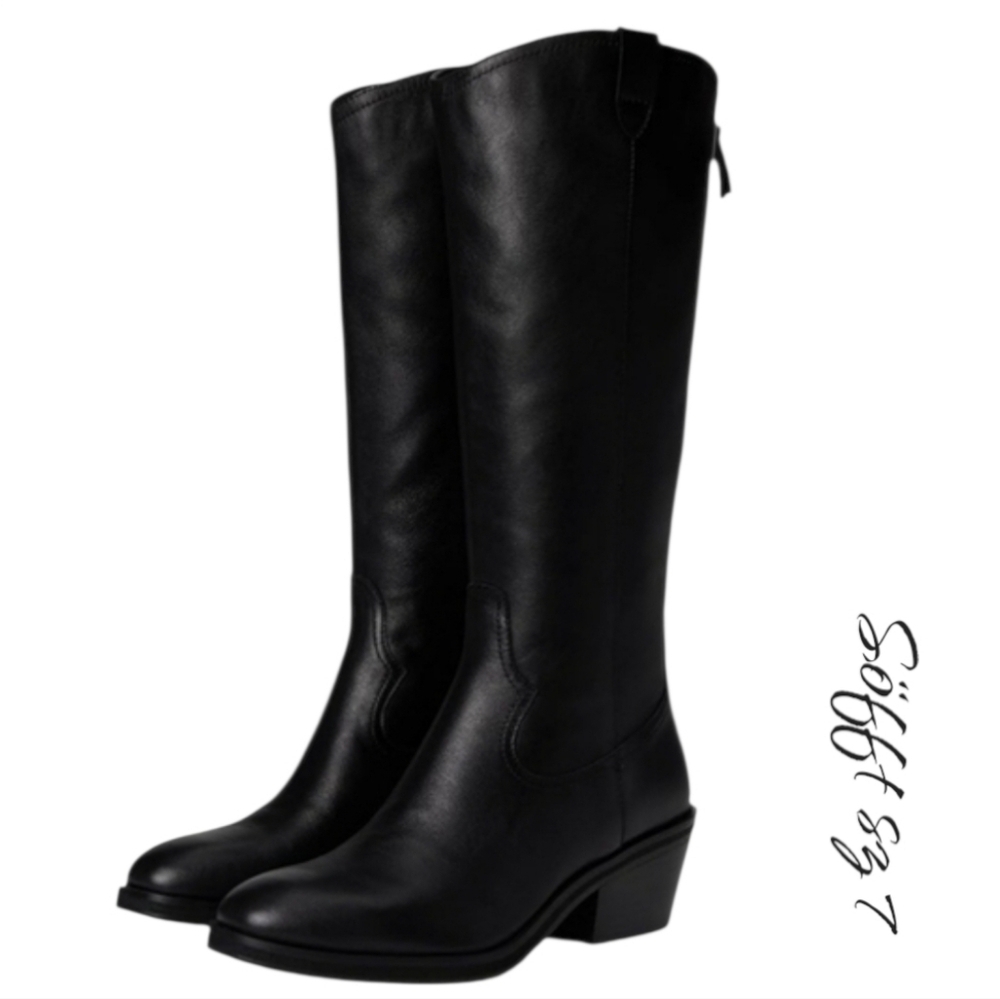 Söfft Shelby Black Leather Knee High Western Boots NWT 7